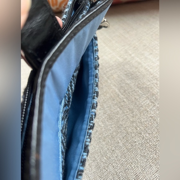 Vintage COACH Blue/BrownTweed Wristlet - Picture 6 of 9